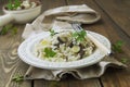 Risotto with mushrooms and leek Royalty Free Stock Photo