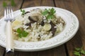 Risotto with mushrooms and leek Royalty Free Stock Photo