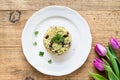 Risotto pilaf with jasmine rice and red beans on wooden rustic Royalty Free Stock Photo
