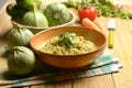 Risotto with round green zucchini - vegetarian food Royalty Free Stock Photo