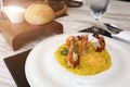 Risotto Saffron with Griled , American Style Luxury Restuarant Royalty Free Stock Photo