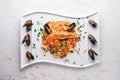 Risotto with seafood and royal shrimp