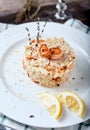 Risotto with shrimp and glass of white wine Royalty Free Stock Photo