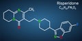 Risperidon molecule. It is antipsychotic medication, used to treat of schizophrenia, bipolar mania, psychosis, depression. Royalty Free Stock Photo