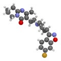 Risperidone antipsychotic drug molecule. Used in treatment of schizophrenia, bipolar disorder and related conditions Royalty Free Stock Photo