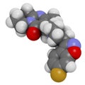 Risperidone antipsychotic drug molecule. Used in treatment of schizophrenia, bipolar disorder and related conditions Royalty Free Stock Photo