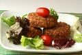 Rissole with plum tomato and salad Royalty Free Stock Photo