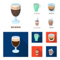 Ristretto, hot chocolate, latte take-away.Different types of coffee set collection icons in cartoon,flat style vector