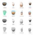 Ristretto, hot chocolate, latte take-away.Different types of coffee set collection icons in cartoon,monochrome style