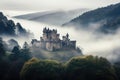 Risty Castle Shrouded In Fog Royalty Free Stock Photo