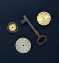 risty keys and vintage clocks, time concept