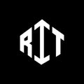 RIT letter logo design with polygon shape. RIT polygon and cube shape logo design. RIT hexagon vector logo template white and Royalty Free Stock Photo