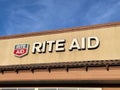 Rite Aid Store Sign against a blue sky Royalty Free Stock Photo