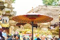 Rite of cremation of the royal family on the island of Bali. Topla people carry the throne with the members of the royal family