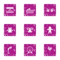 Rite icons set, grunge style