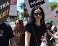 Ritter is seen walking in solidarity with members of the SAG-AFTRA and WGA unions, Paramount Studios