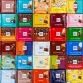 Ritter Sport chocolate chocolates different types variety background square