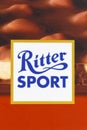 Ritter Sport chocolate company logo portrait format Royalty Free Stock Photo
