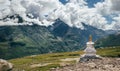 Ritual buddhist stupa on Rohtang La mountain pass in indian Himalaya Royalty Free Stock Photo