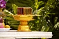 Ritual drinks on Buddhist altar