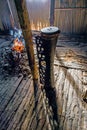 Ritual drum of Asmat tribe. Royalty Free Stock Photo