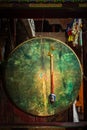 Ritual drum in Hemis monastery. Ladakh, India Royalty Free Stock Photo