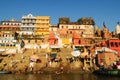 Ritual morning bathing at sacred Varanasi Ghats, India.