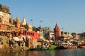 Ritual morning bathing at sacred Varanasi Ghats, India.