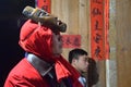 GUIZHOU PROVINCE, CHINA Ã¢â¬â CIRCA DECEMBER 2018: The ritual redeeming the vow`in a village of Guizhou province Royalty Free Stock Photo