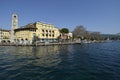 Riva del Garda Hotel Sun and Apponale tower Royalty Free Stock Photo