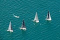 Riva del Garda,Lago di Garda ,Italy - 04 July 2019: Sailing boats on Garda Lake, beautiful Lake Garda surrounded by mountains Royalty Free Stock Photo