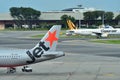 Rival low cost carriers Jetstar Asia and Tigerair at Changi Airport