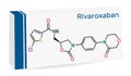 Rivaroxaban molecule. It is an anticoagulant and the orally active direct factor Xa inhibitor. Skeletal chemical formula. Paper Royalty Free Stock Photo