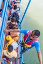 RIVAS, NICARAGUA - MAY 1, 2016: Passengers aboard ferry Che Guevara Lago Cocibolca Nicaragua Lake to Ometepe island