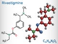 Rivastigmine molecule. It is acetylcholinesterase inhibitor, used for therapy of dementia, Alzheimer disease, Parkinson