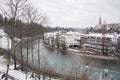 River Aar near BÃÂ¤rengraben Bear Garden in winter in the city of Bern, Switzerland