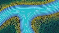 River, Aboriginal art vector background with river, Royalty Free Stock Photo