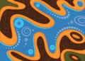 River, Aboriginal art vector painting with river, Landscape