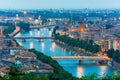 River Adige and bridges in Verona at night, Italy