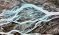 River aerial view in Norway abstract nature glacier water drone scenery background landscape