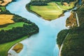 River aerial view rural Landscape in Norway Royalty Free Stock Photo