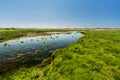 River afon Ffraw and sand dunes Aberffraw, Anglesey. Royalty Free Stock Photo