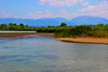 The river against the background of maidens and mountains