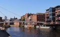 The river Aire in the centre of Leeds, Northern England Royalty Free Stock Photo