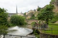 River Alzette thourgh the historic center of Luxembourg city Royalty Free Stock Photo