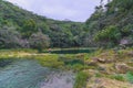 River and amazing crystalline blue water of Tamul waterfall in San Luis PotosÃÂ­, Mexico