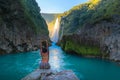 River and amazing crystalline blue water of Tamul waterfall in San Luis PotosÃÂ­, Mexico