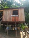 The River Amazon and houses on stilts on the river bank, a traditional Brazilian way to live near the river.