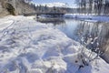 River Ammer in Bavaria at cold winter day with snow Royalty Free Stock Photo