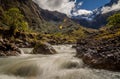 River in the Andes at El Altar Volcano near Banos, Ecuador